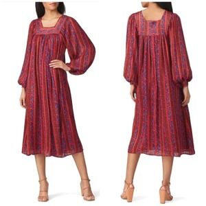 Sweet Baby Jamie Boho Floral Shift Dress SM Pink Midi Flowy Feminine Croquette